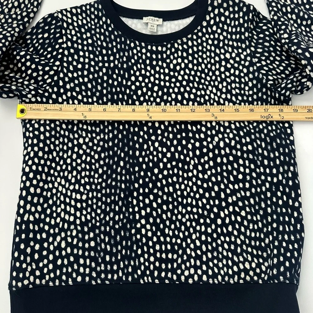 J. Crew Navy & White Polka Dot Printed X-Small Crewneck Sweatshirt